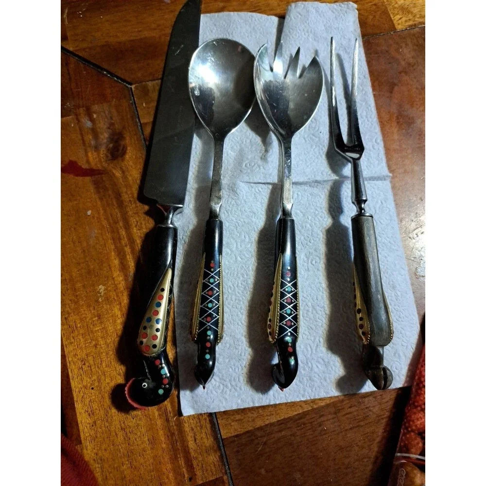 Vintage  Haddad Jezzin Serving Cutlery Set Of 4